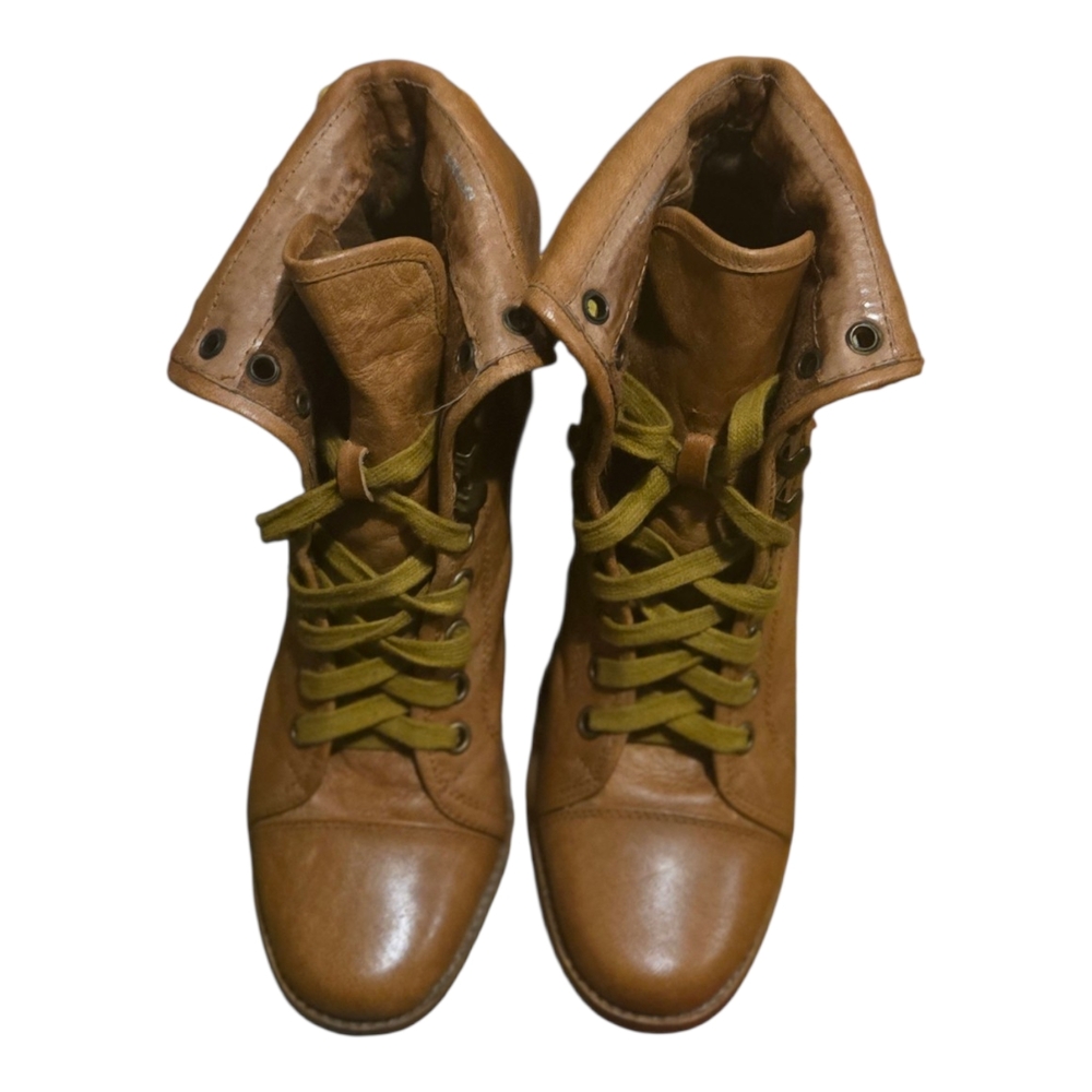 Jeffrey Campbell Brown Ankle Boots with Green Laces
